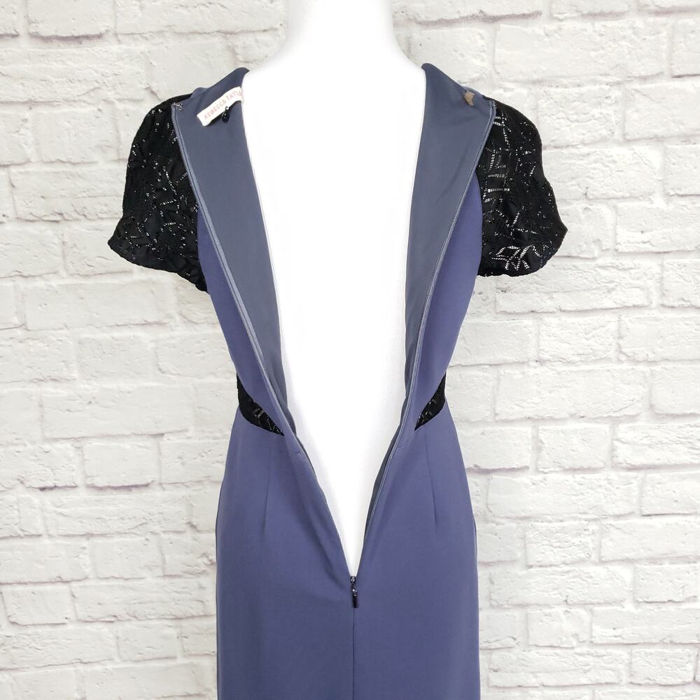 Rebecca Taylor Blue Harbour Ponte Knit Sheath Dress Black Lace Detail Sz 2 - Picture 10 of 16